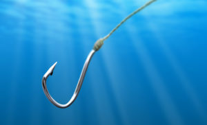 Fish hook in the sea